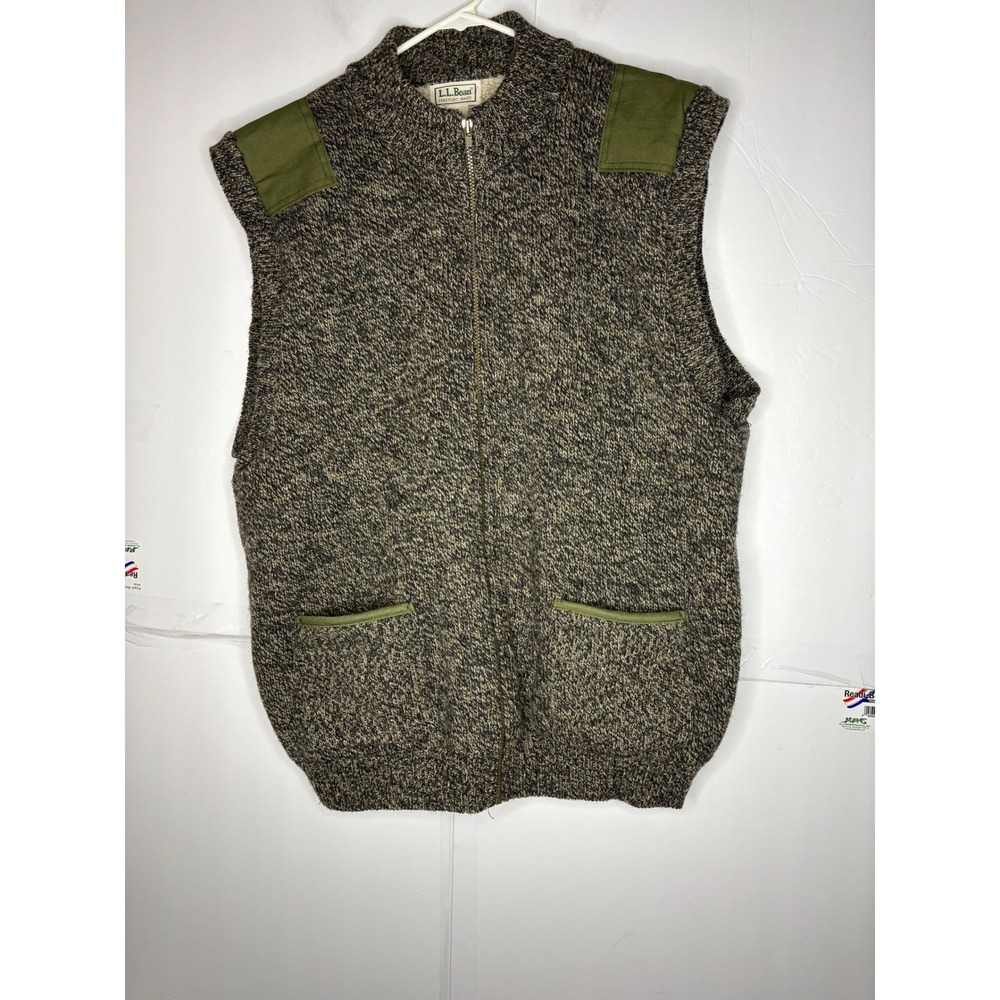 LL Bean Mens XL‎ Long Vintage Wool Sherpa Lined Shooting Vest Gray Made in USA